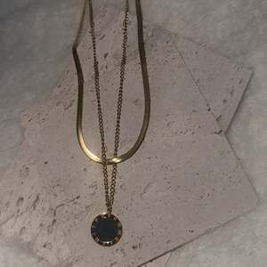 Round Pendant Necklace for Women, Gold Snake Bone Chain Roman Numerals Necklace